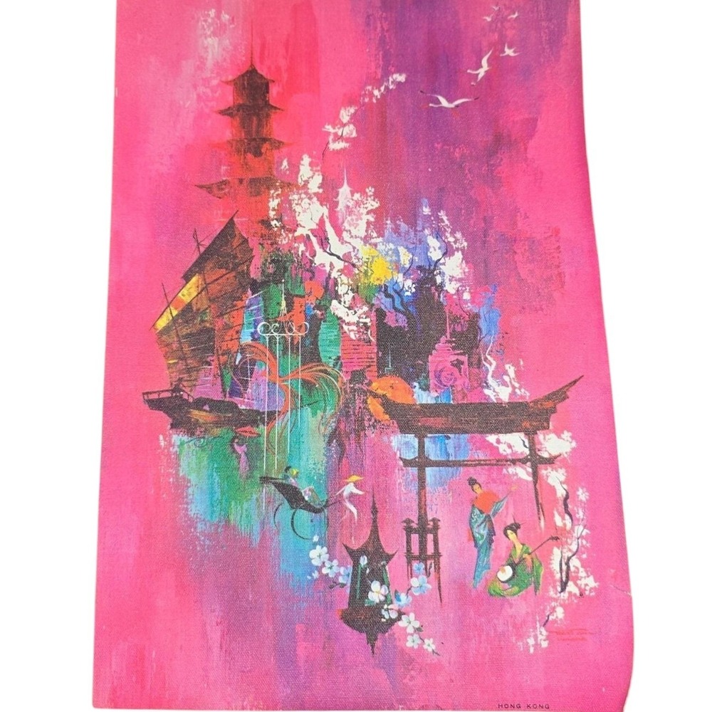 Hong Kong, China bright pink painting print 16x11 Placemat picture art abstract